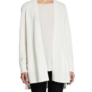 Eileen Fisher Ivory Simple Cardi, Organic Cotton & Silk XL